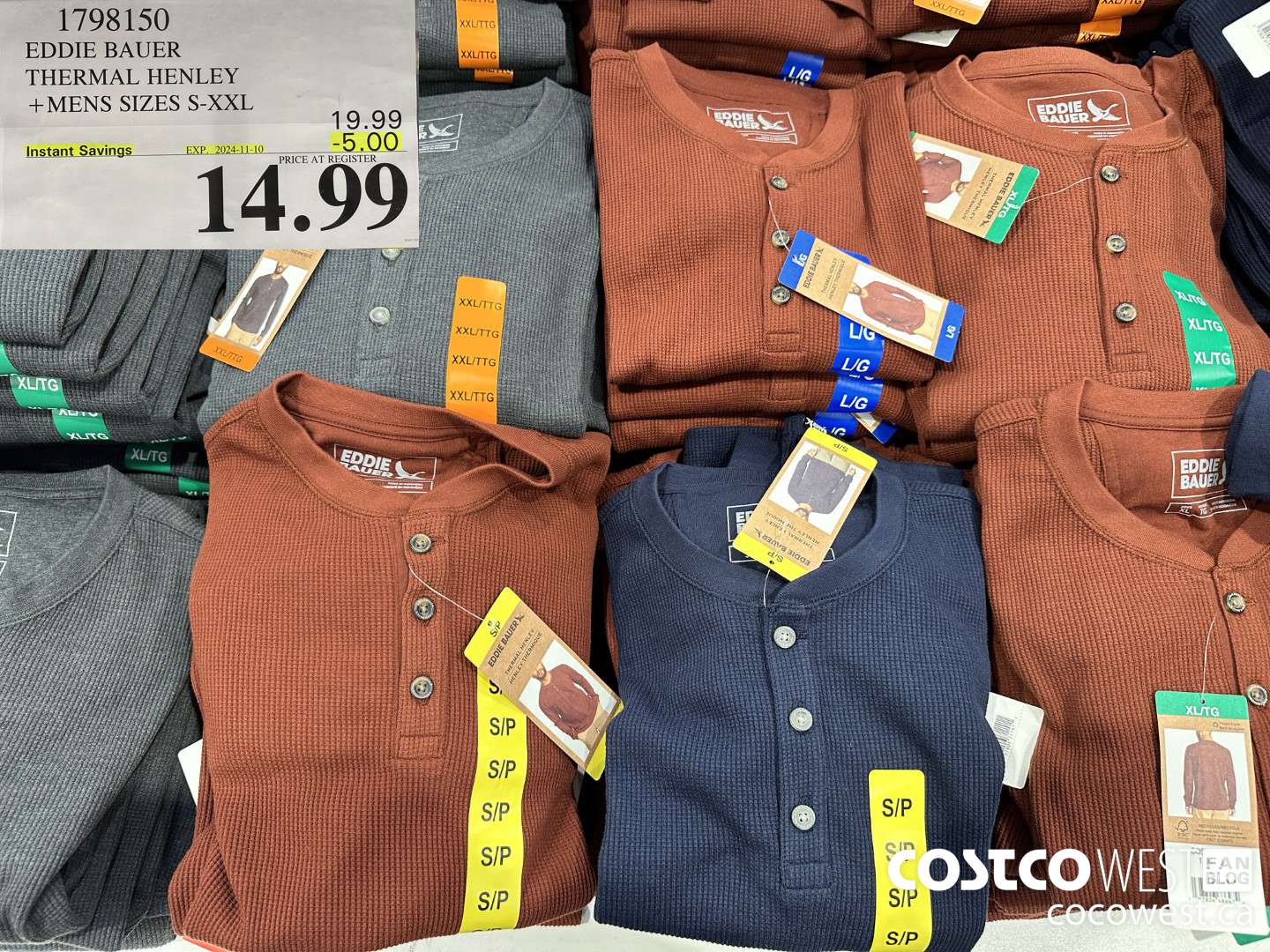 1798150 EDDIE BAUER THERMAL HENLEY MENS SIZES S-XXL ($5.00 INSTANT SAVINGS EXPIRES ON 2024-11-10) $14.99