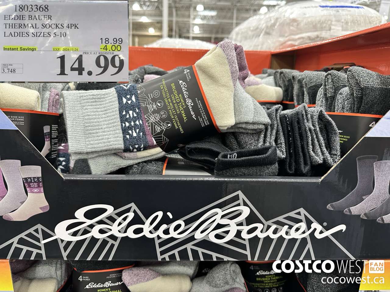 1803368 EDDIE BAUER THERMAL SOCKS 4PK LADIES SIZES 5-10 ($4.00 INSTANT SAVINGS EXPIRES ON 2024-11-24) $14.99