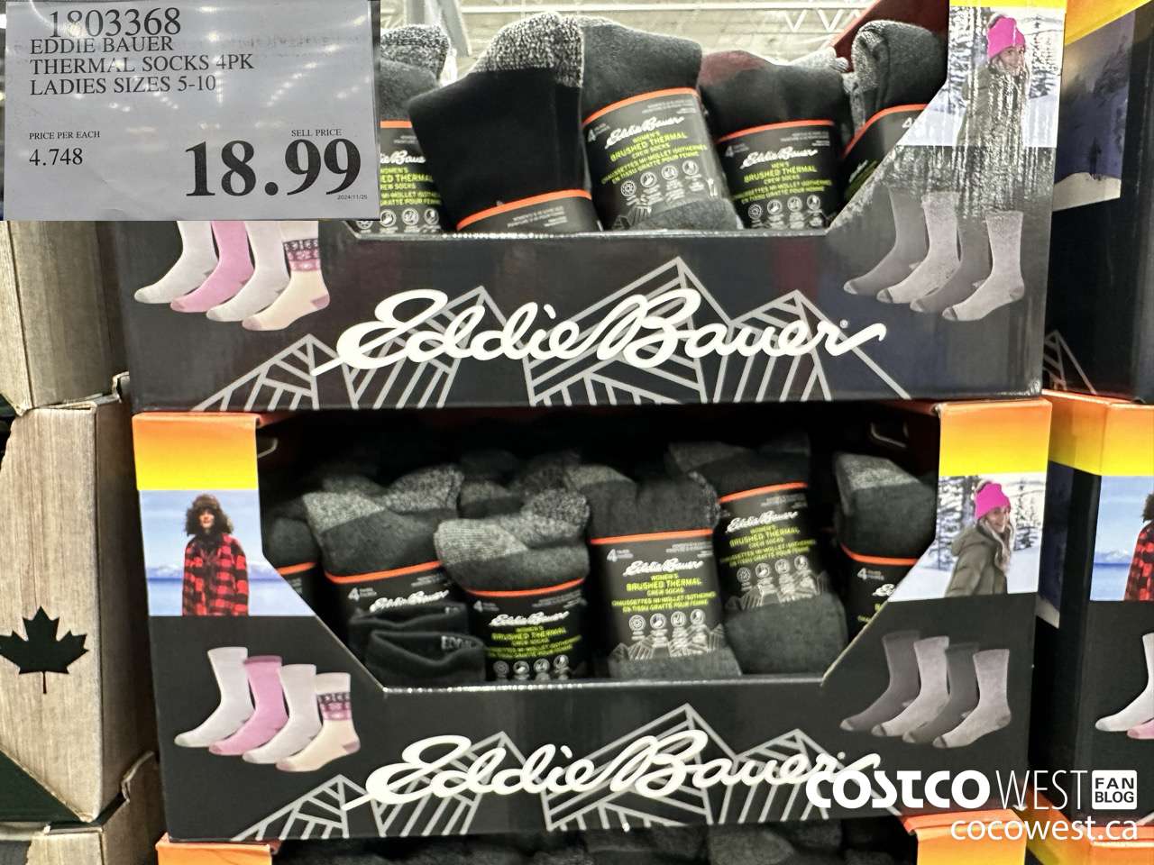 1803368 EDDIE BAUER THERMAL SOCKS 4PK LADIES SIZES 5-10 $18.99