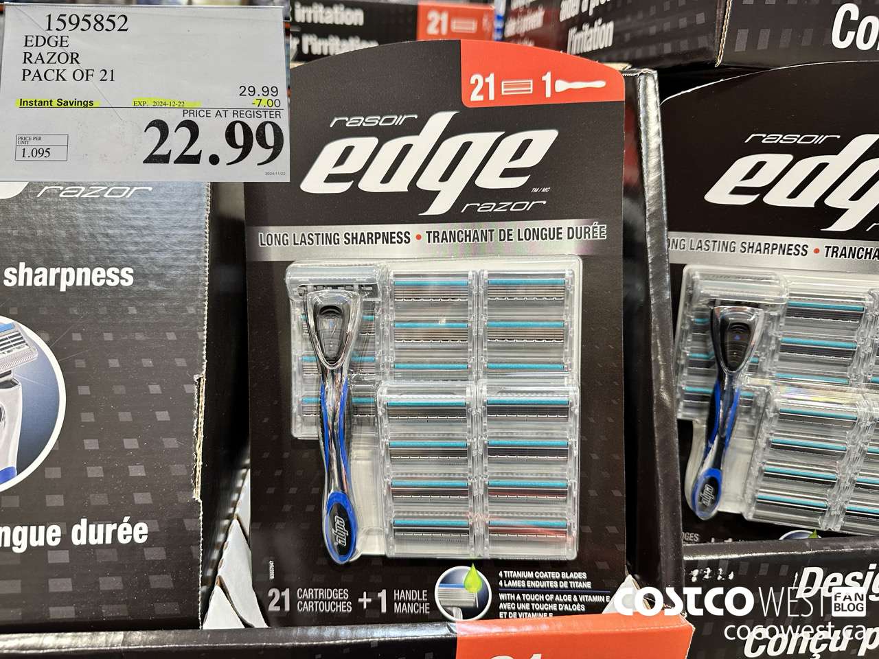 1595852 EDGE RAZOR PACK OF 21 ($7.00 INSTANT SAVINGS EXPIRES ON 2024-12-22) $22.99