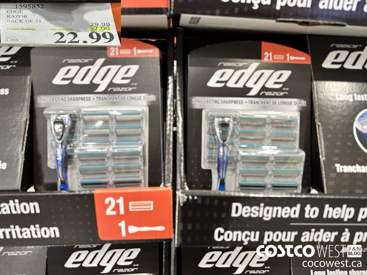 1595852 EDGE RAZOR PACK OF 21 ($7.00 INSTANT SAVINGS EXPIRES ON 2024-12-22) $22.99