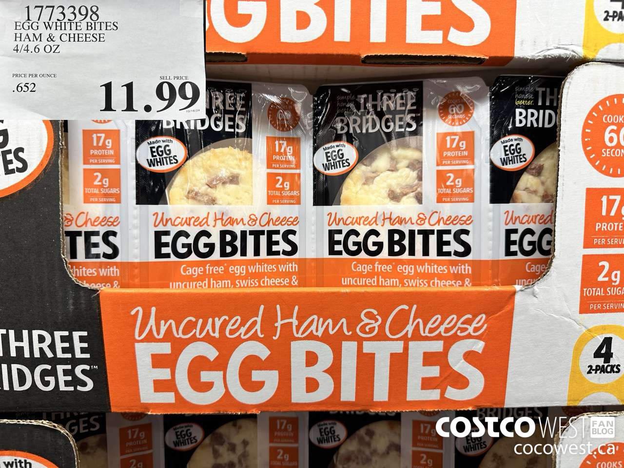 1773398 EGG WHITE BITES HAM & CHEESE 4/4.6OZ $11.99