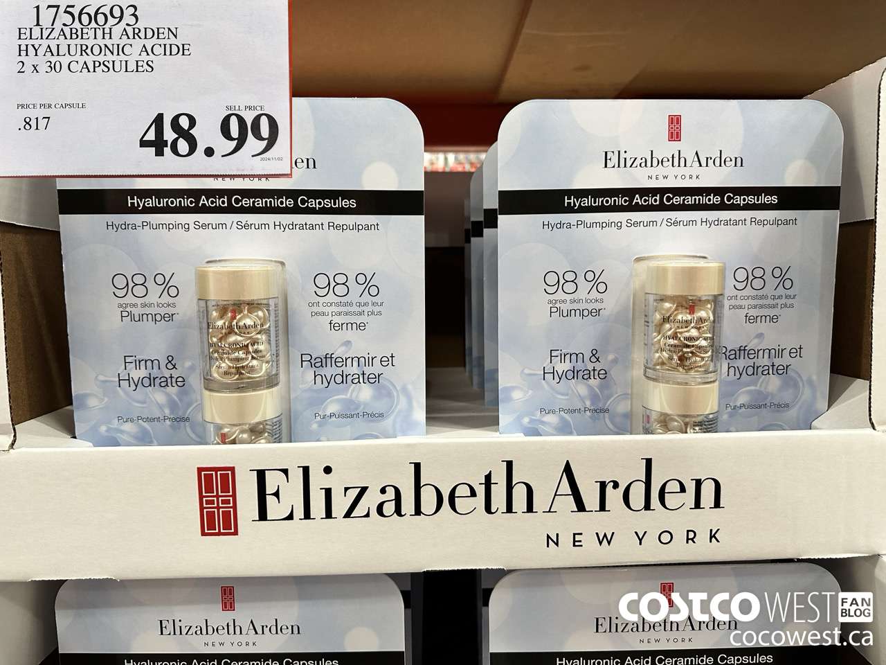 1756693 ELIZABETH ARDEN HYALURONIC ACIDE 2 X 30 CAPSULES $48.99