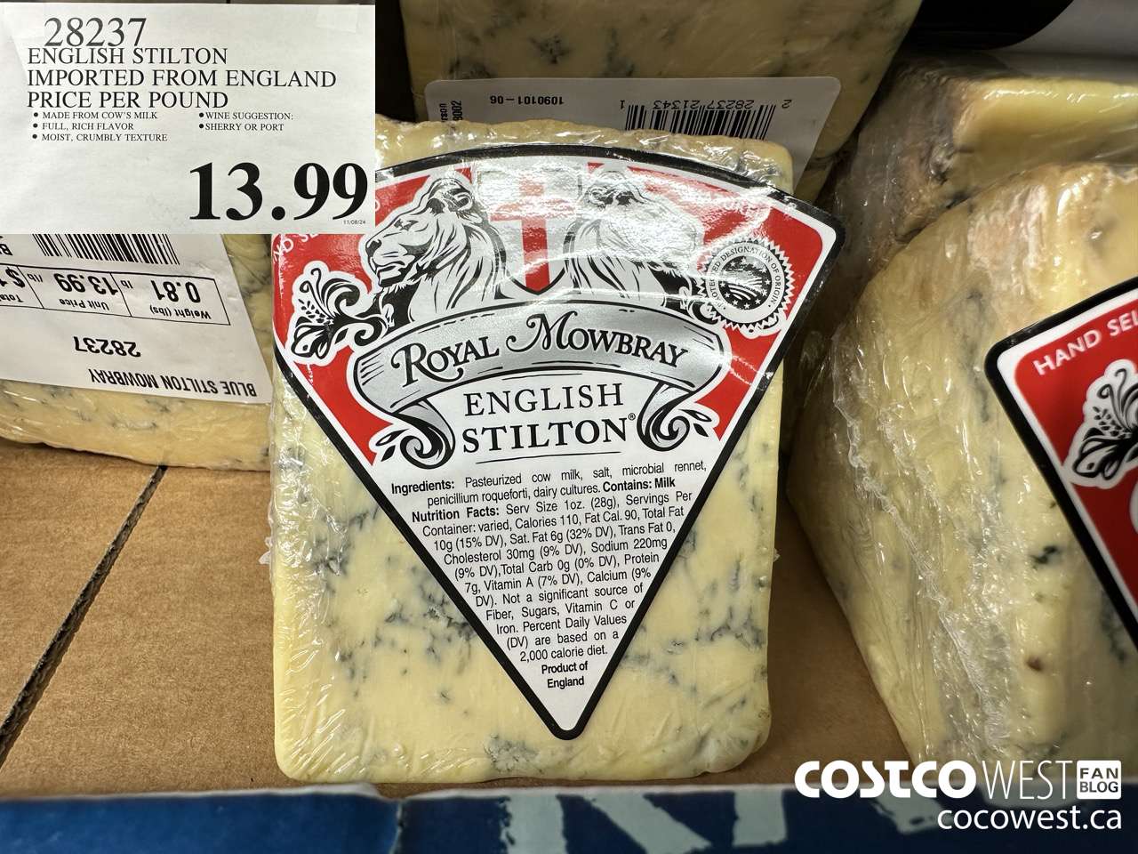 28237 ENGLISH STILTON IMPORTED FROM ENGLAND PRICE PER POUND $13.99