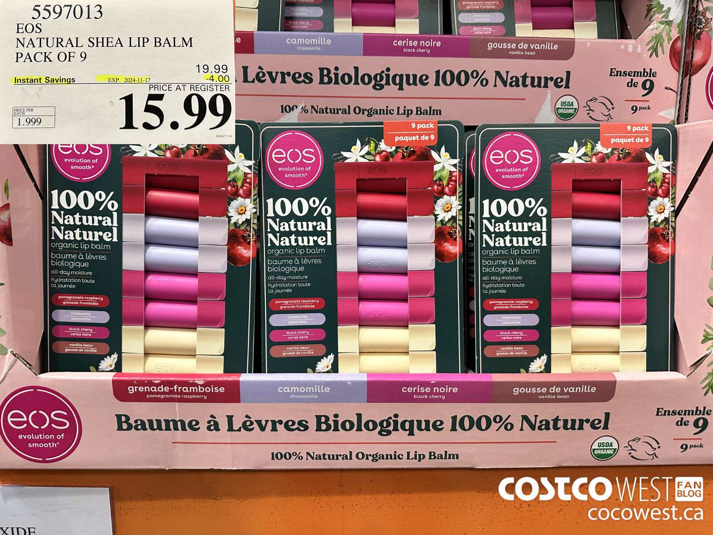 5597013 EOS NATURAL SHEA LIP BALM PACK OF 9 ($4.00 INSTANT SAVINGS EXPIRES ON 2024-11-17) $15.99