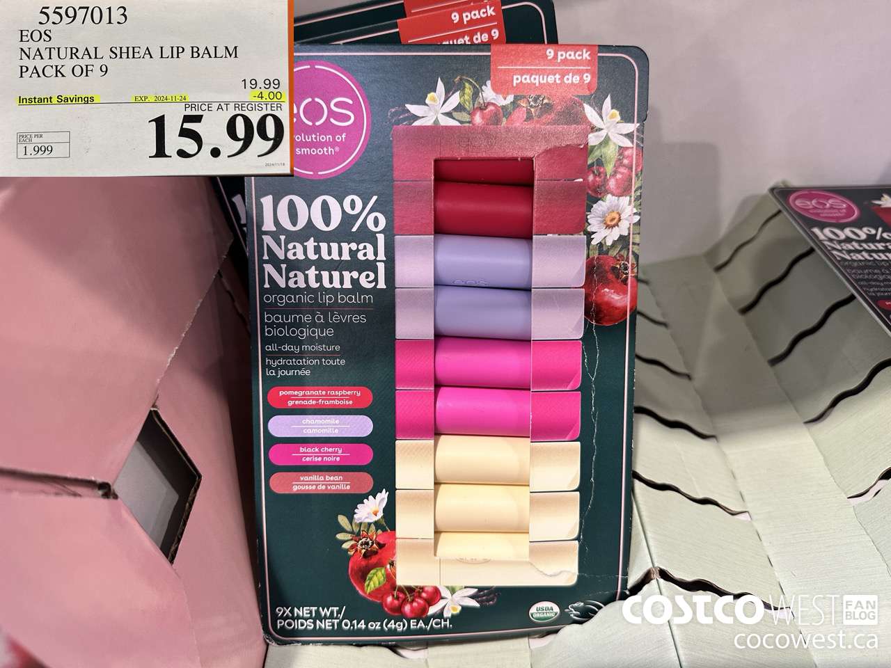 5597013 EOS NATURAL SHEA LIP BALM PACK OF 9 ($4.00 INSTANT SAVINGS EXPIRES ON 2024-11-24) $15.99