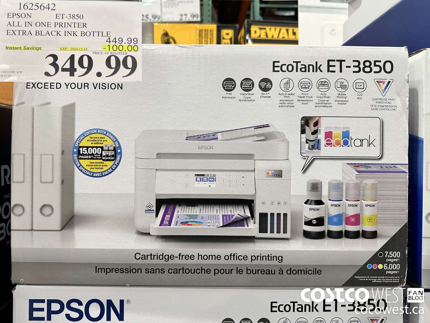 1625642 EPSON ET-3850 ALL IN ONE PRINTER ($100.00 INSTANT SAVINGS EXPIRES ON 2024-11-14) $349.99