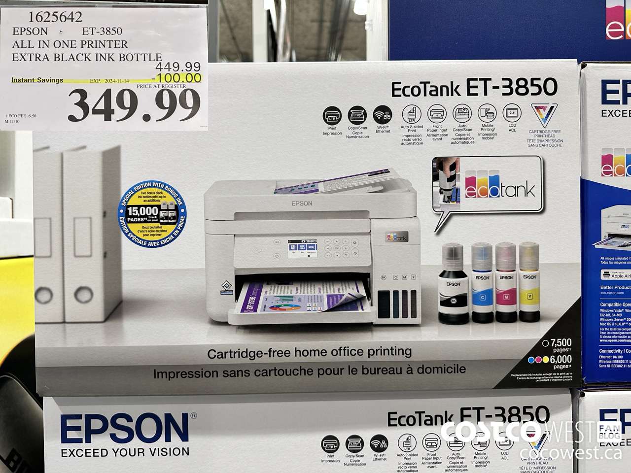 1625642 EPSON ET-3850 ALL IN ONE PRINTER ($100.00 INSTANT SAVINGS EXPIRES ON 2024-11-14) $349.99