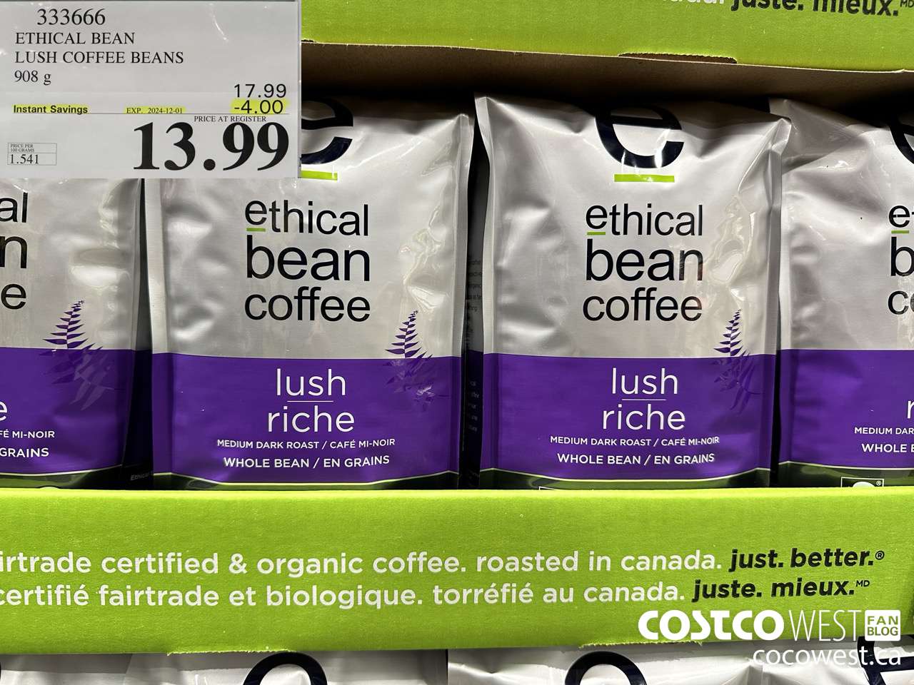 333666 ETHICAL BEAN ORGANIC LUSH COFFEE BEANS 908 g ($4.00 INSTANT SAVINGS EXPIRES ON 2024-12-01) $13.99