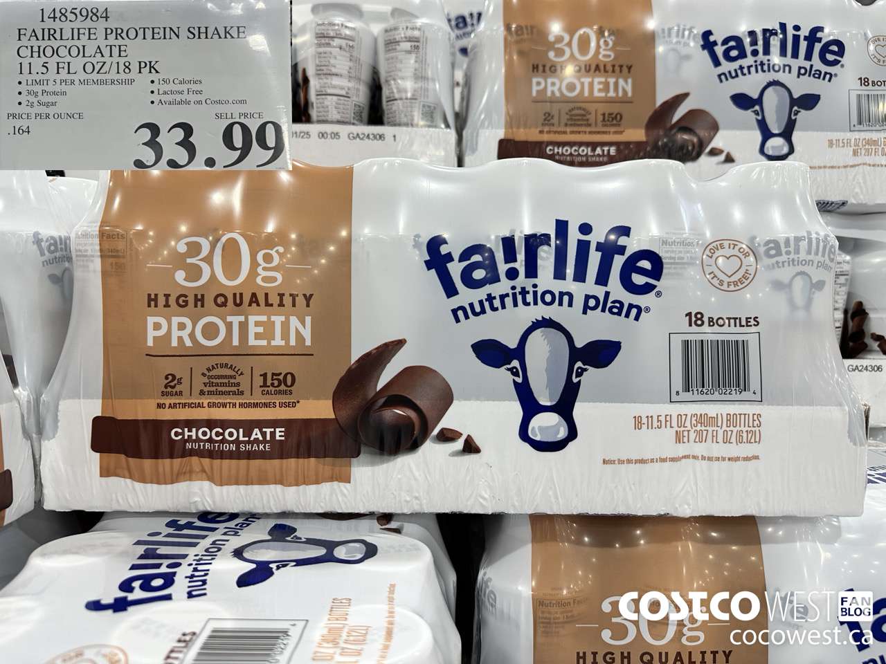 1485984 FAIRLIFE PROTEIN SHAKE CHOCOLATE 11.5 FL OZ/18 PK $33.99
