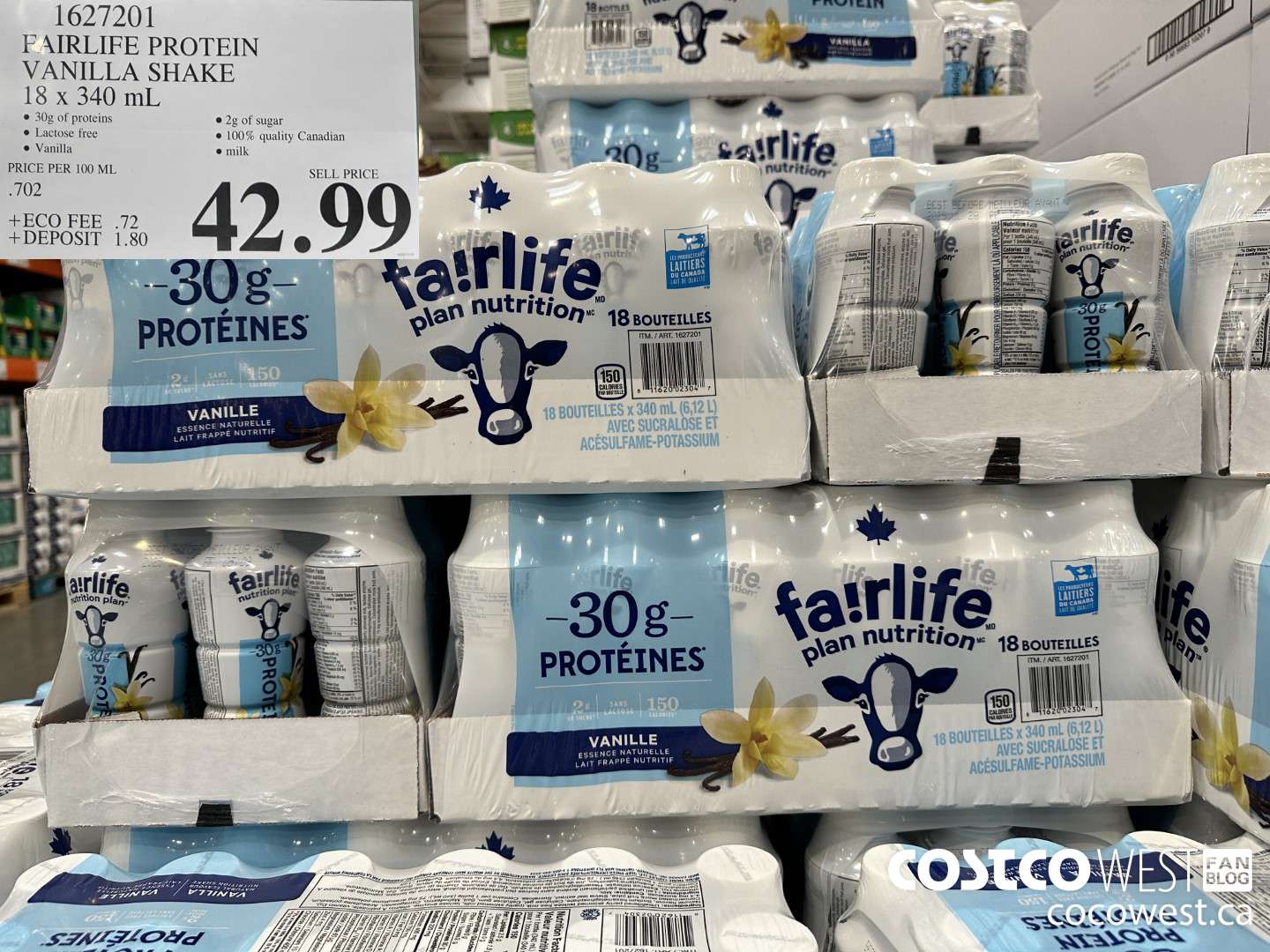 1627201 FAIRLIFE PROTEIN VANILLA SHAKE 18 X 340ML $42.99