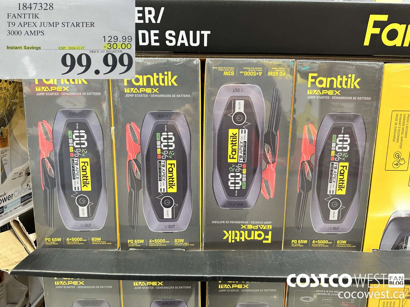 1847328 FANTTIK T9 APEX JUMP STARTER 3000 AMPS ($30.00 INSTANT SAVINGS EXPIRES ON 2024-11-17) $99.99