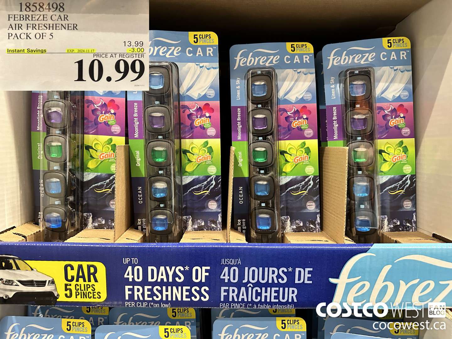 1858498 FEBREZE CAR AIR FRESHENER PACK OF 5 ($3.00 INSTANT SAVINGS EXPIRES ON 2024-11-17) $10.99