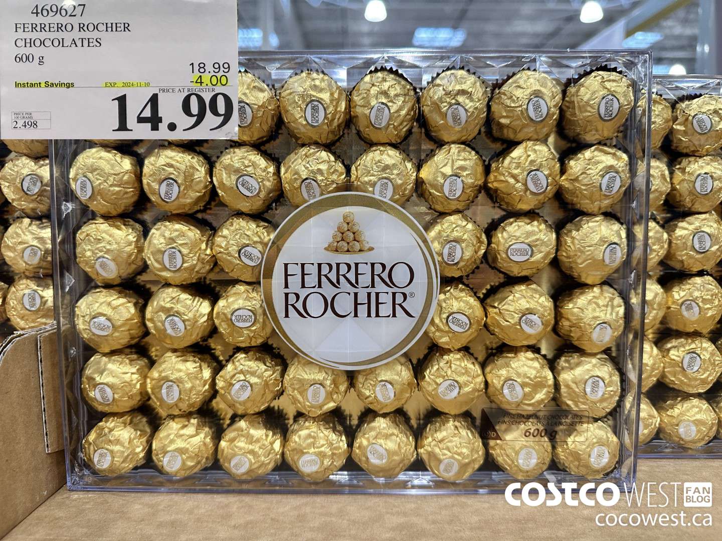 469627 FERRERO ROCHER CHOCOLATES 600 G ($4.00 INSTANT SAVINGS EXPIRES ON 2024-11-10) $14.99