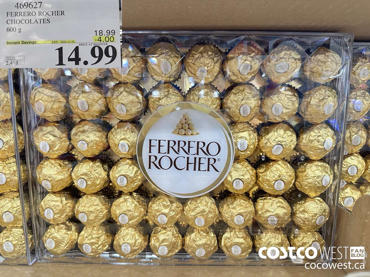 469627 FERRERO ROCHER CHOCOLATES 600 G ($4.00 INSTANT SAVINGS EXPIRES ON 2024-11-10) $14.99