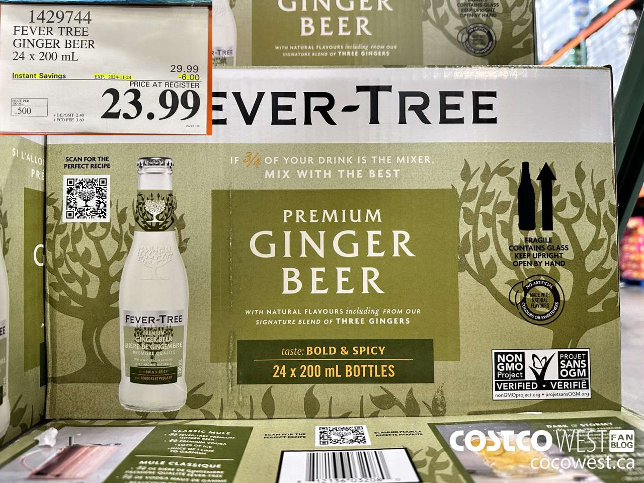 1429744 FEVER TREE GINGER BEER 24 X 200 ML ($6.00 INSTANT SAVINGS EXPIRES ON 2024-11-24) $23.99