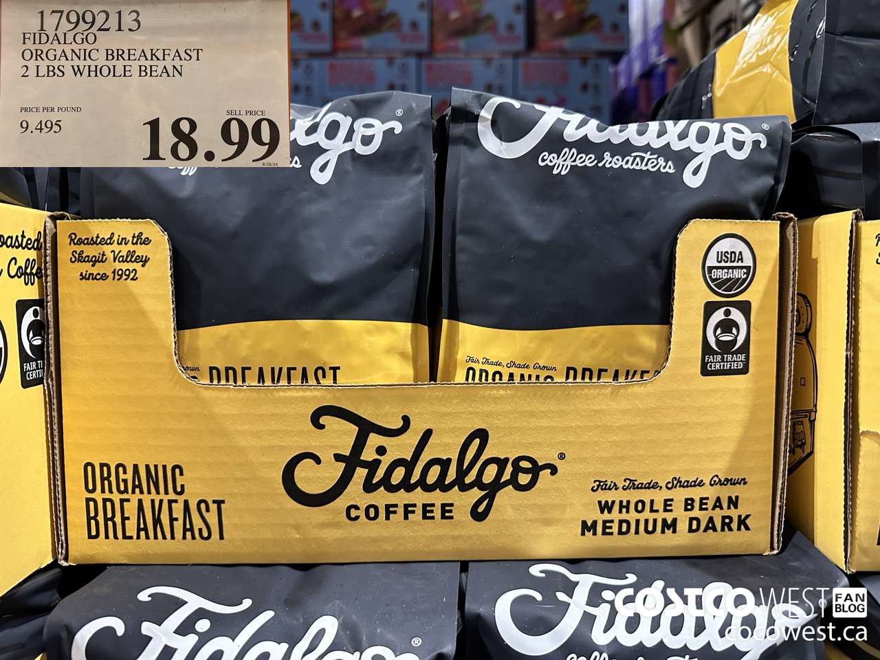 1799213 FIDALGO ORGANIC BREAKFAST 2 LBS WHOLE BEAN $18.99