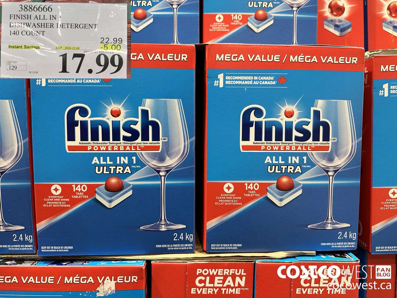 3886666 FINISH ALL IN 1 DISHWASHER DETERGENT 140 COUNT ($5.00 INSTANT SAVINGS EXPIRES ON 2024-12-08) $17.99