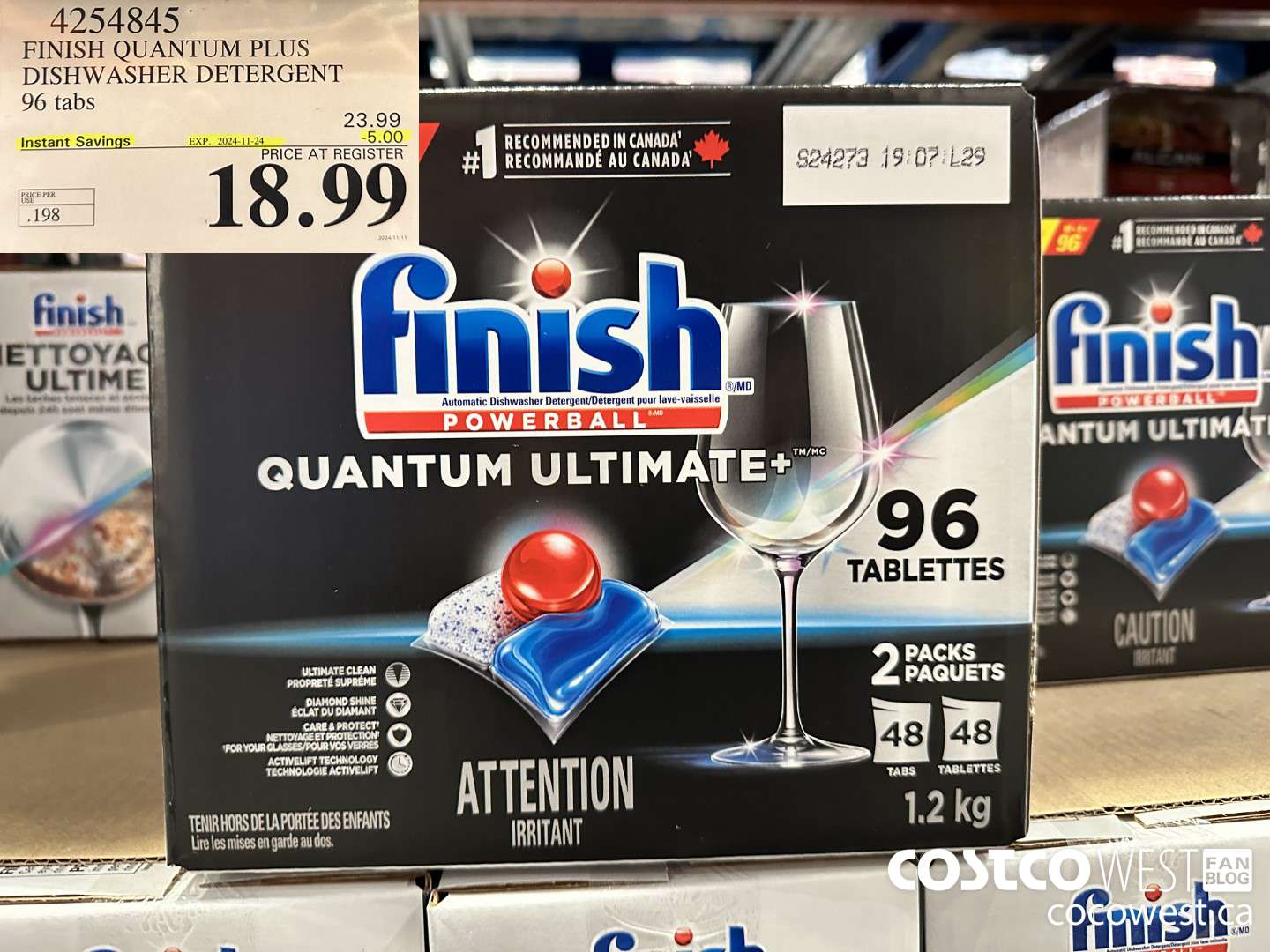 4254845 FINISH QUANTUM PLUS DISHWASHER DETERGENT 96 TABS ($5.00 INSTANT SAVINGS EXPIRES ON 2024-11-24) $18.99