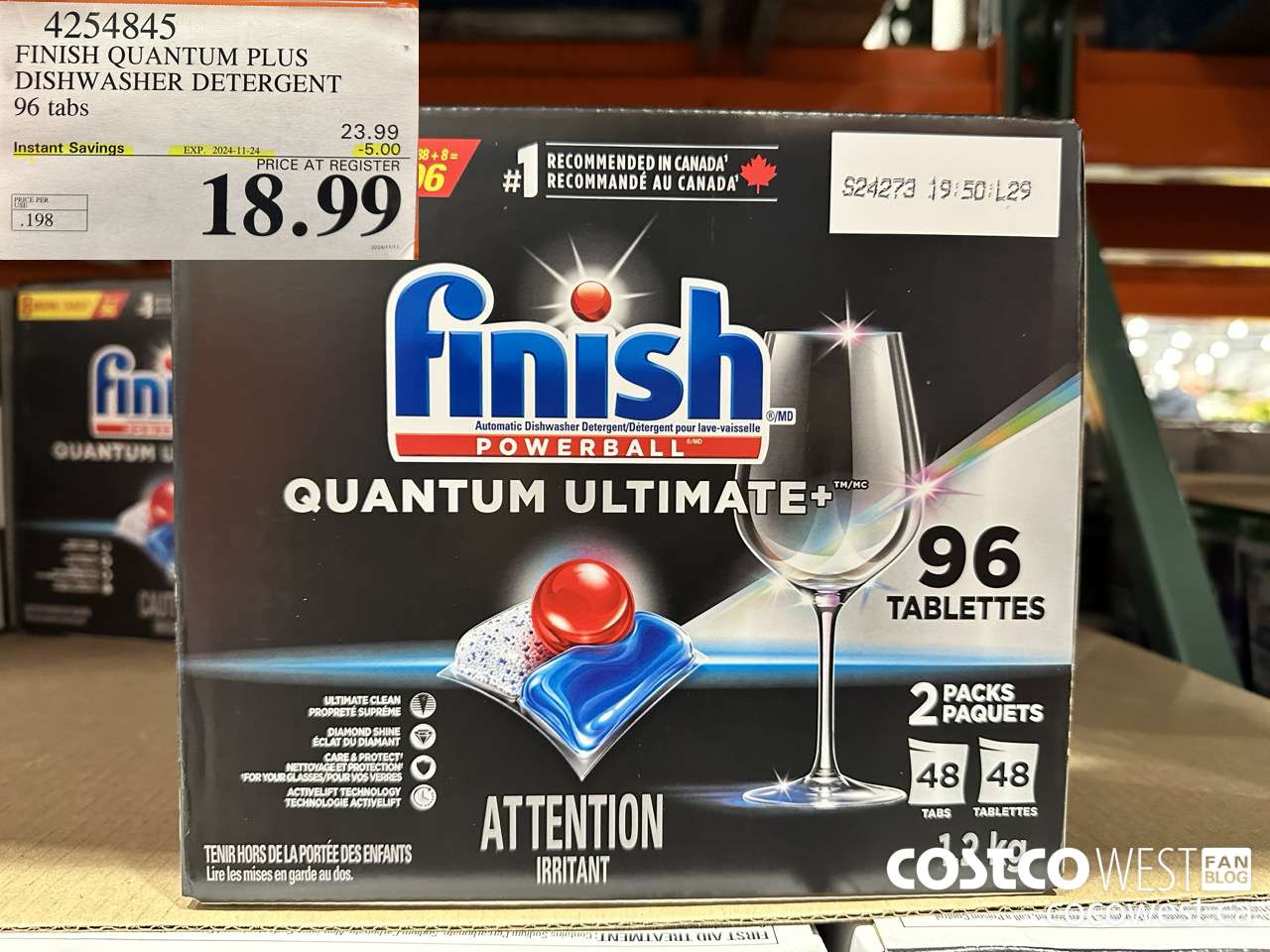 4254845 FINISH QUANTUM PLUS DISHWASHER DETERGENT 96 TABS ($5.00 INSTANT SAVINGS EXPIRES ON 2024-11-24) $18.99