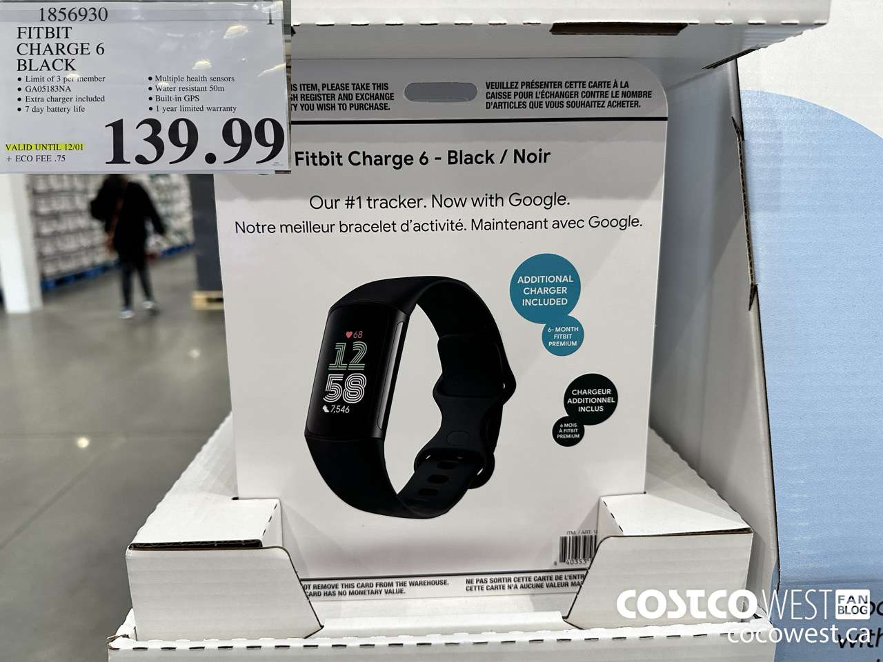 1856930 FITBIT CHARGE 6 BLACK (EXPIRES ON 2024-12-01) $139.99