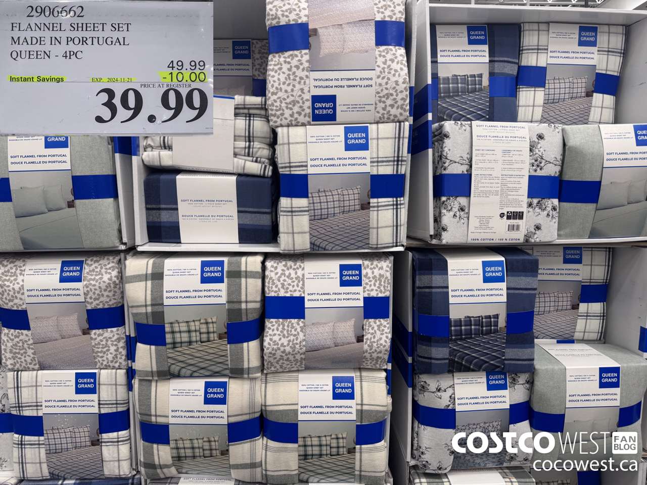 2906662 FLANNEL SHEET SET MADE IN PORTUGAL QUEEN 4PC ($10.00 INSTANT SAVINGS EXPIRES ON 2024-11-21) $39.99