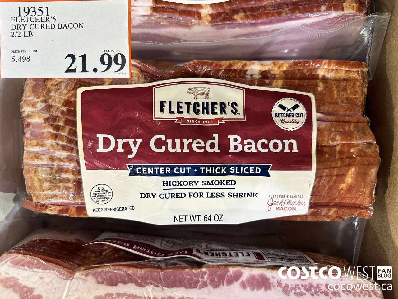 19351 FLETCHER'S DRY CURED BACON 2/2LB $21.99
