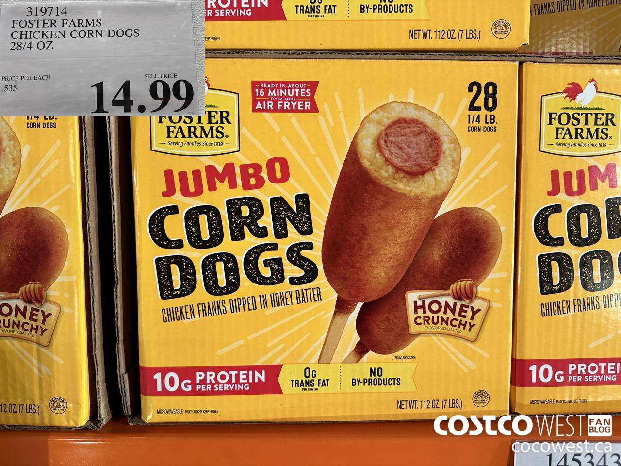 319714 FOSTER FARMS CHICKEN CORN DOGS 28/4 OZ $14.99