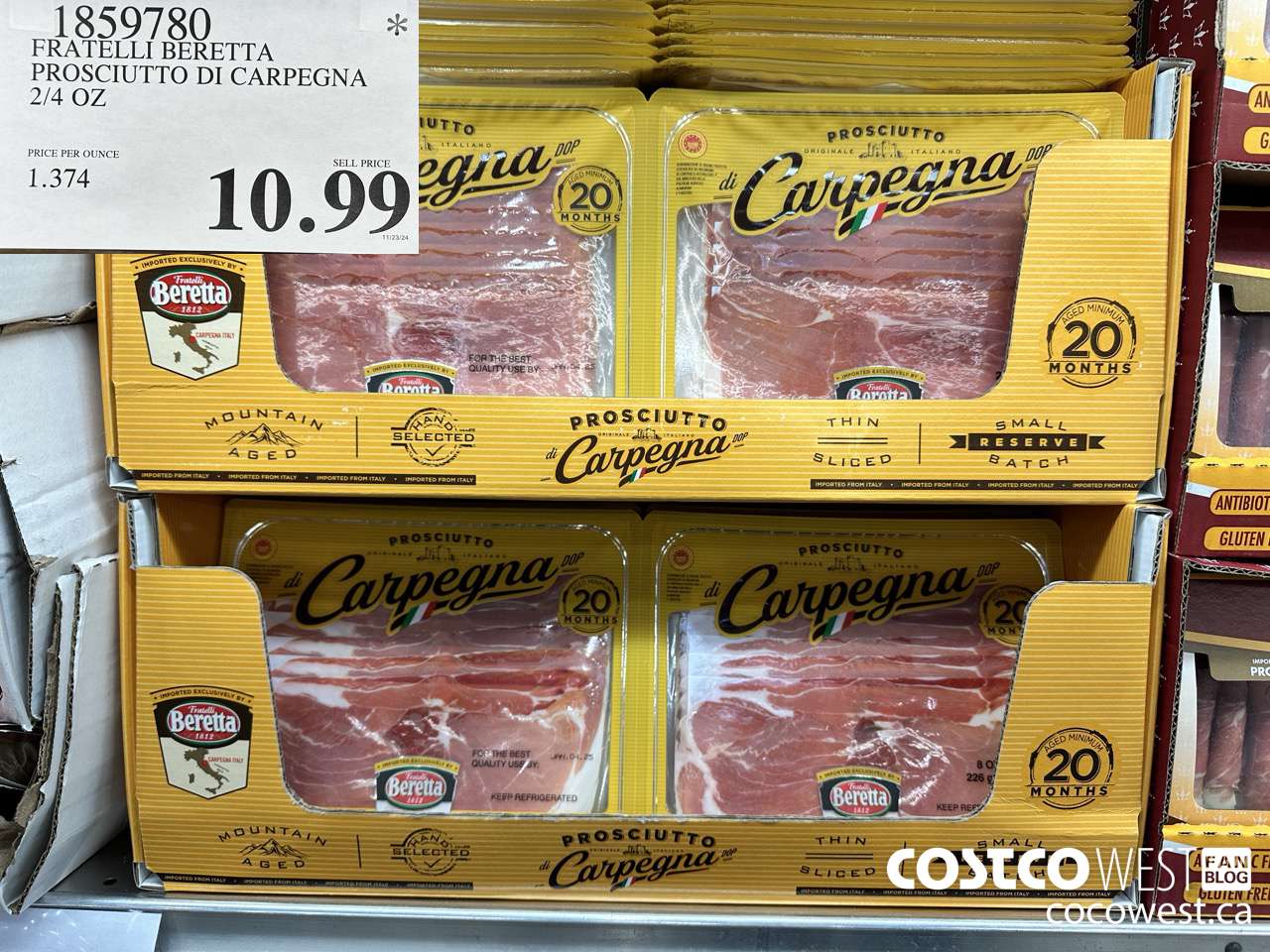 1859780 FRATELLI BERETTA PROSCIUTTO DI CARPEGNA 2/4 OZ $10.99