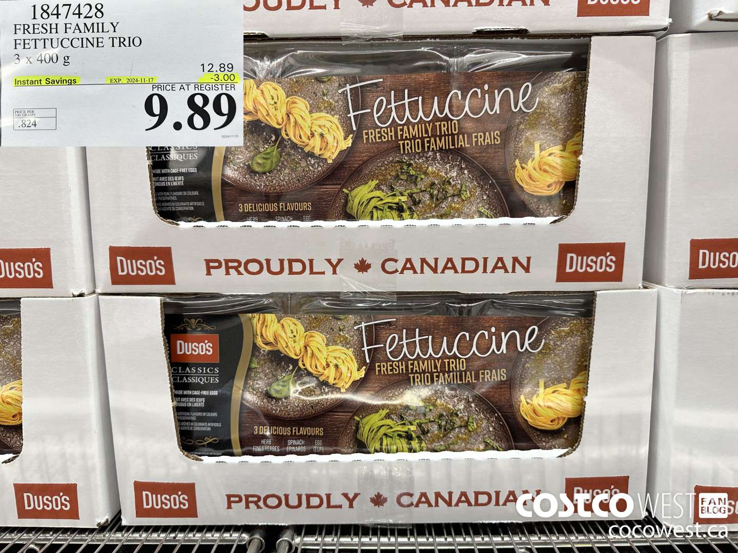 1847428 FRESH FAMILY FETTUCCINE TRIO 3 X 400G ($3.00 INSTANT SAVINGS EXPIRES ON 2024-11-17) $9.89