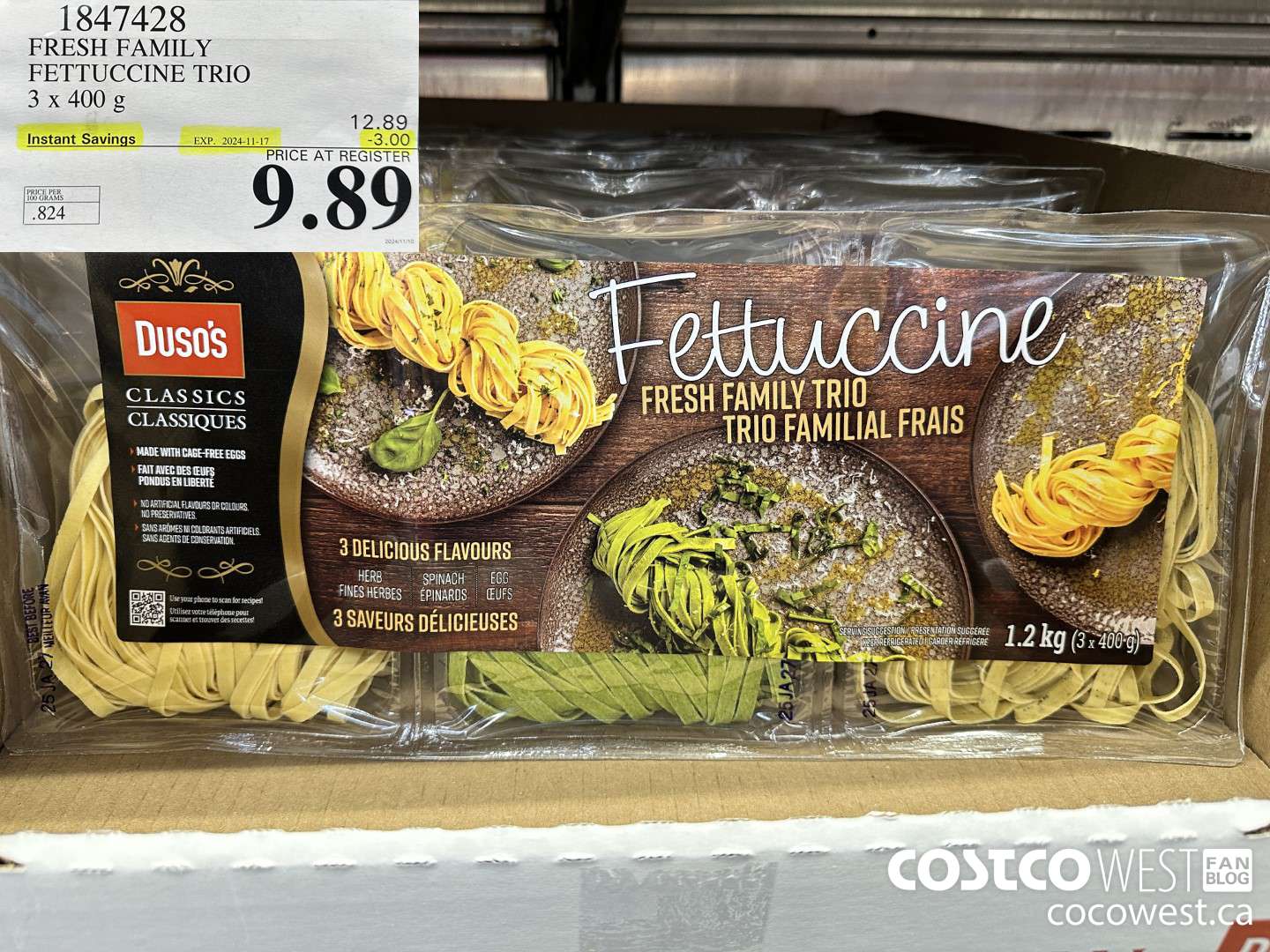 1847428 FRESH FAMILY FETTUCCINE TRIO 3 X 400G ($3.00 INSTANT SAVINGS EXPIRES ON 2024-11-17) $9.89