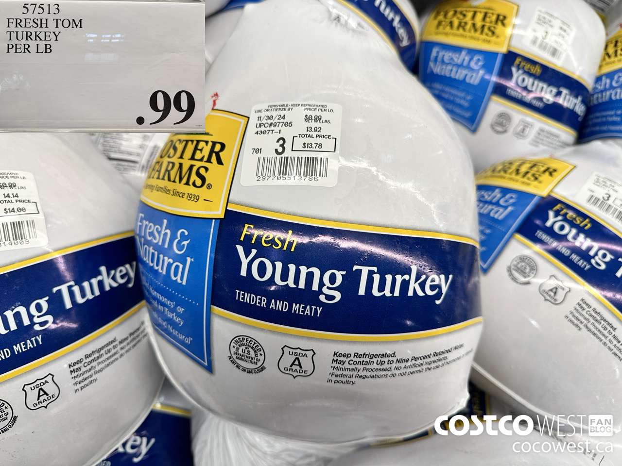 57513 FRESH YOUNG TURKEY PER LB $0.99