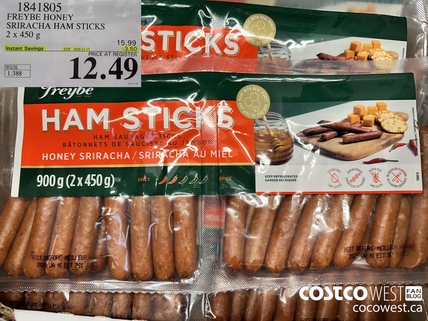 1841805 FREYBE HONEY SIRACHA HAM STICKS ($3.50 INSTANT SAVINGS EXPIRES ON 2024-11-17) $12.49