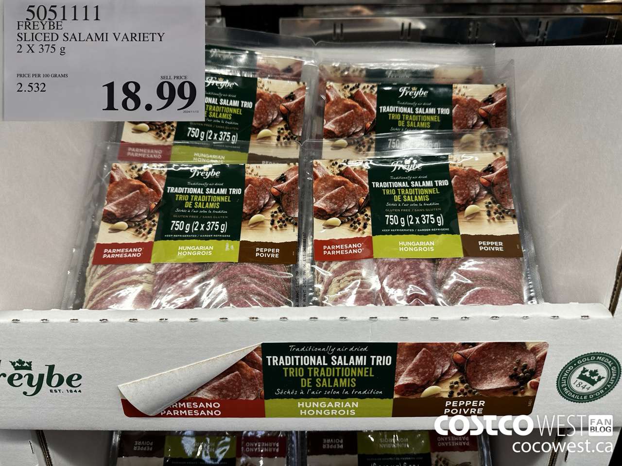 5051111 FREYBE SLICED SALAMI VARIETY 2 X 375 g $18.99