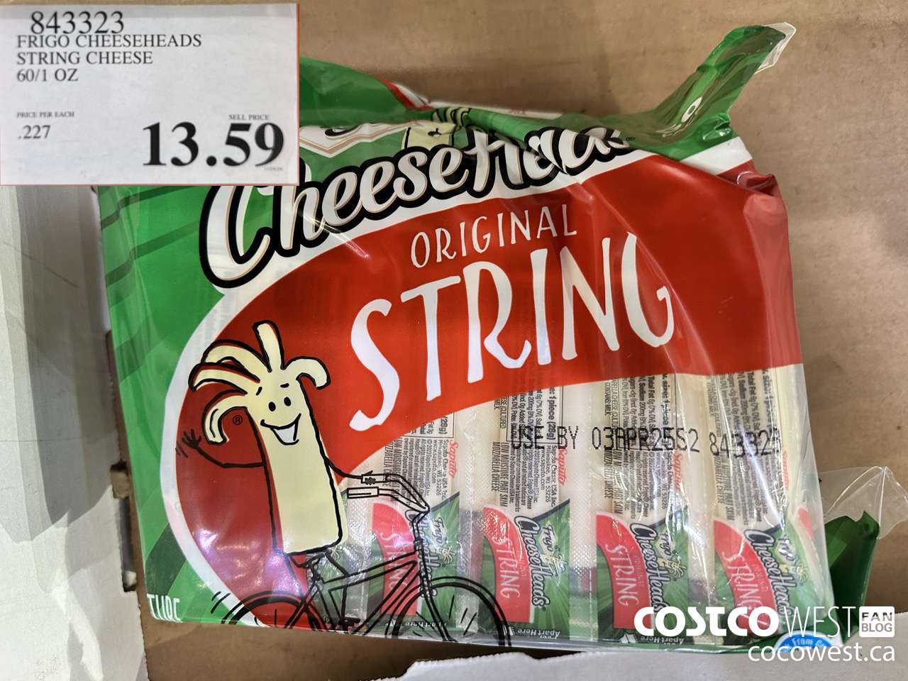 843323 FRIGO CHEESEHEADS STRING CHEESE 60/1 OZ $13.59