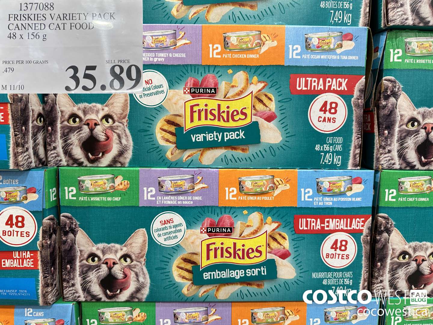 1377088 FRISKIES VARIETY PACK CANNED CAT FOOD 48 X 156 G $35.89