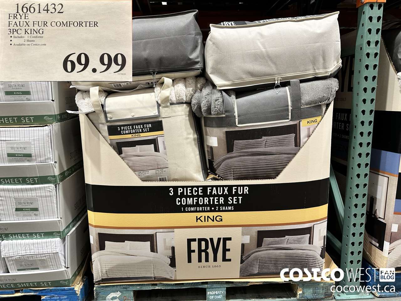 1661432 FRYE FAUX FUR COMFORTER 3PC KING $69.99