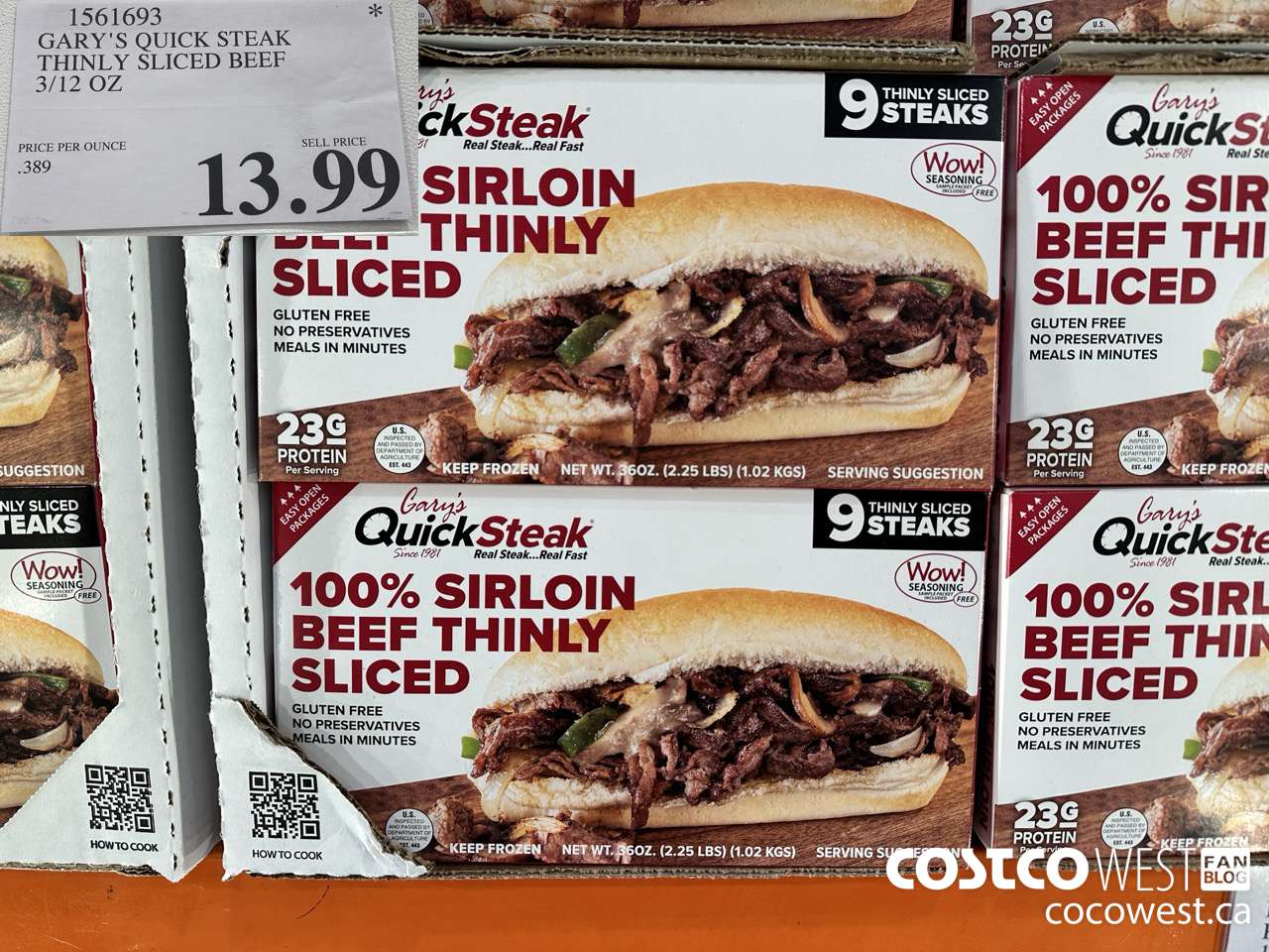 1561693 GARY'S QUICK STEAK THINLY SLICED BEEF 3/12 OZ $13.99