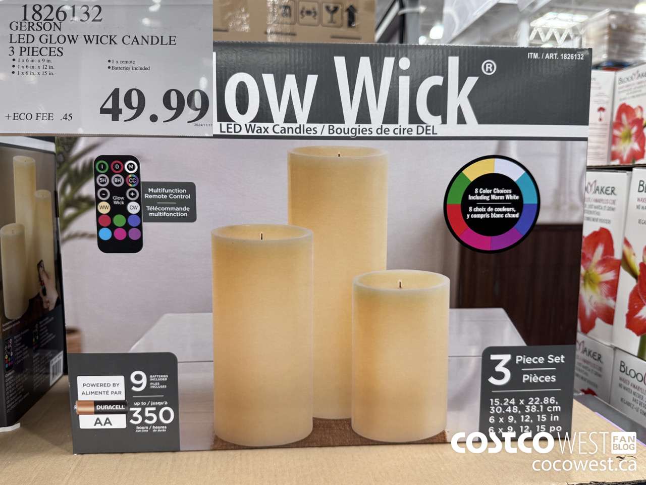 1826132 GERSON LED GLOW WICK CANDLE 3 PIECES $49.99