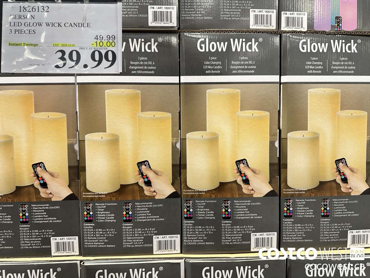 1826132 GERSON LED GLOW WICK CANDLE 3 PIECES ($10.00 INSTANT SAVINGS EXPIRES ON 2024-12-01) $39.99