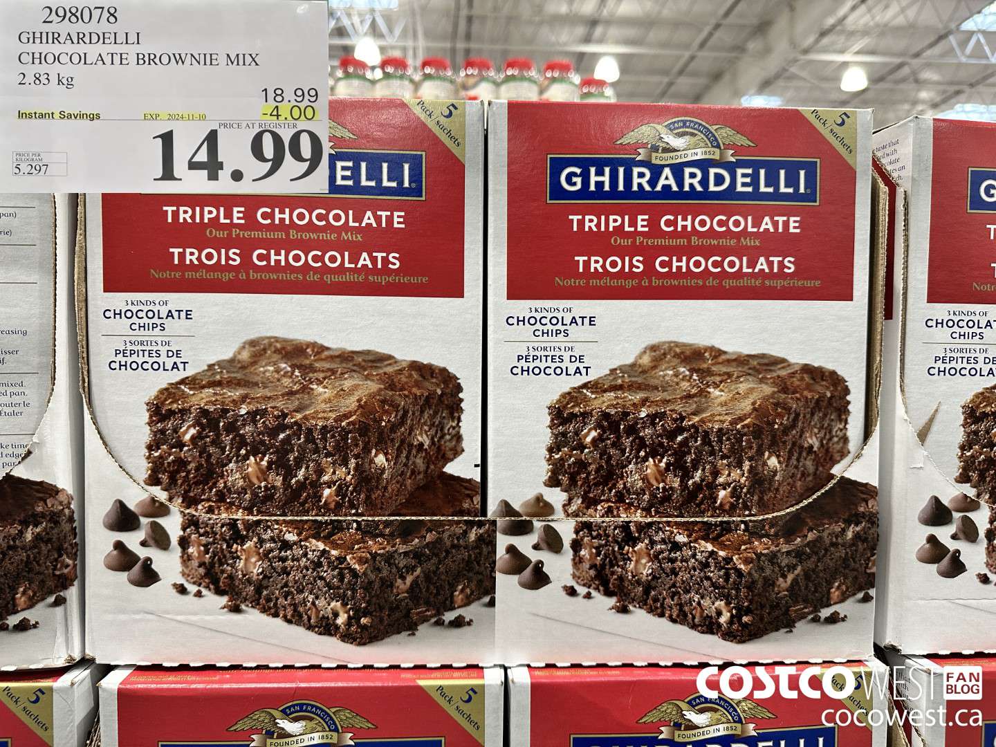 298078 GHIRARDELLI CHOCOLATE BROWNIE MIX 2.83 kg ($4.00 INSTANT SAVINGS EXPIRES ON 2024-11-10) $14.99