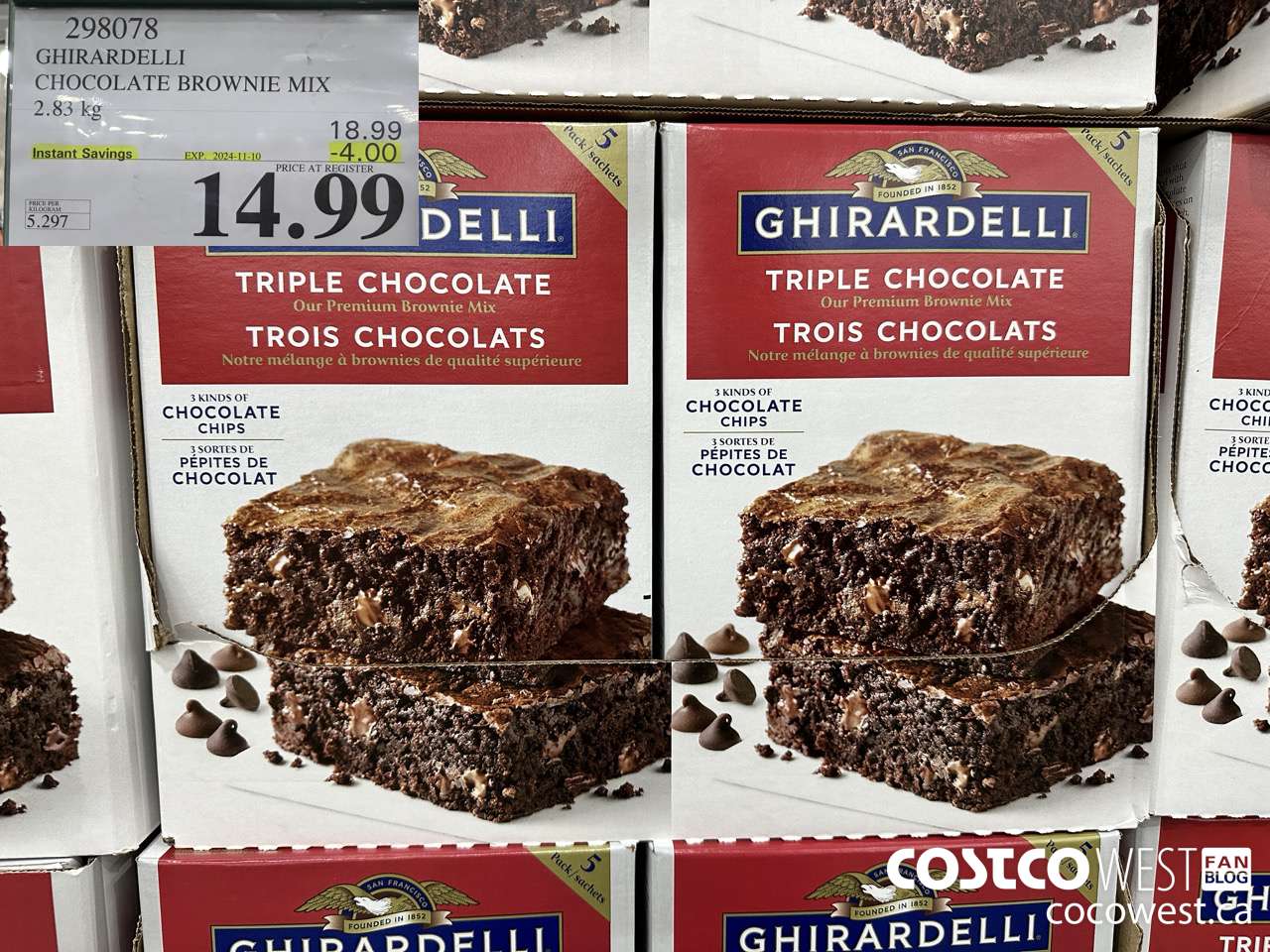 298078 GHIRARDELLI CHOCOLATE BROWNIE MIX 2.83 kg ($4.00 INSTANT SAVINGS EXPIRES ON 2024-11-10) $14.99