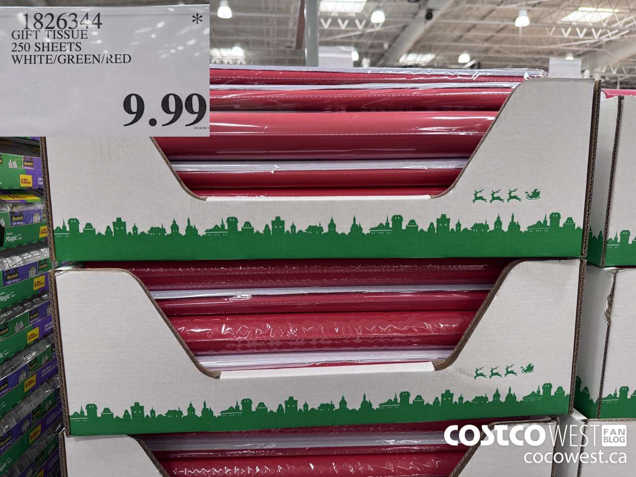 1826344 GIFT TISSUE 250 SHEETS WHITE/GREEN/RED $9.99