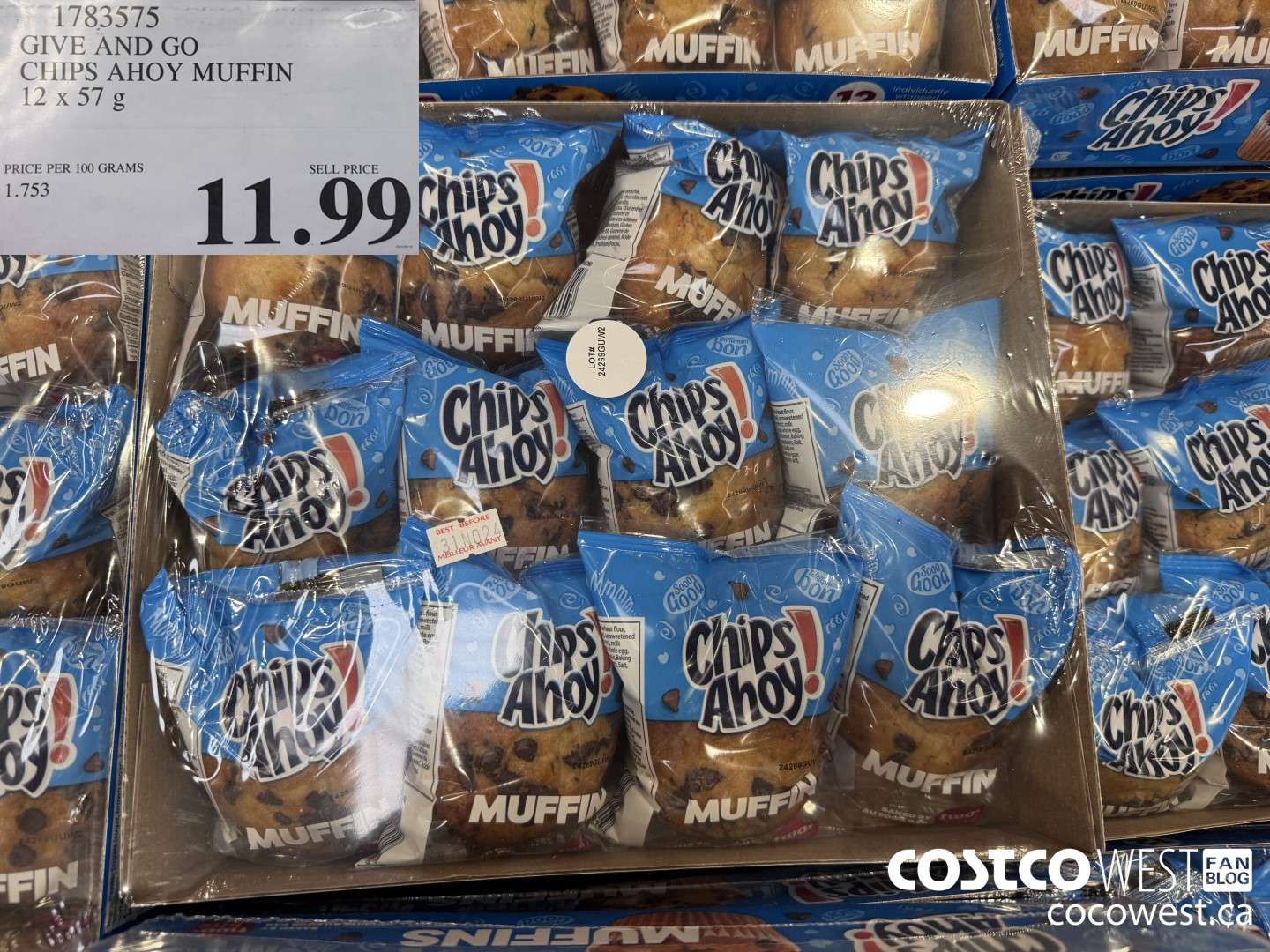 1783575 GIVE AND GO CHIPS AHOY MUFFIN 12 X 57G $11.99