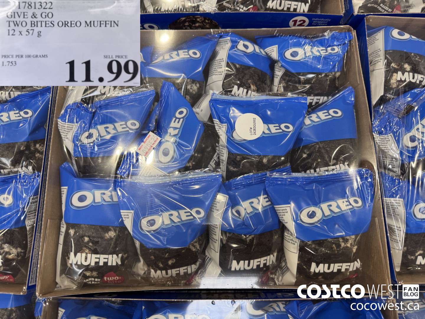 1781322 GIVE & G TWO BITES OREO MUFFIN 12 X 57G $11.99