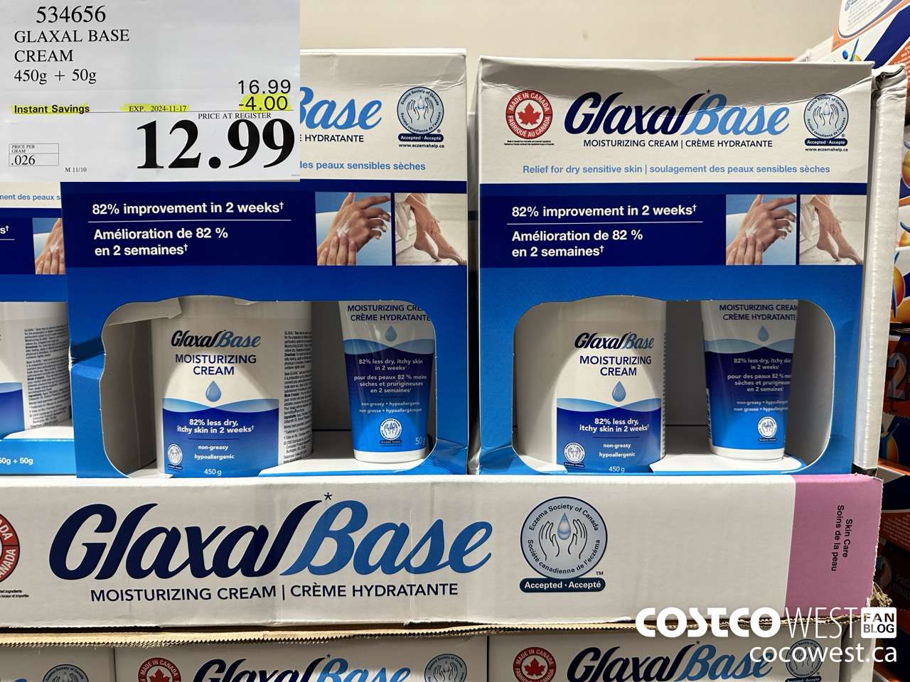 534656 GLAXAL BASE CREAM 450g + 50 g ($4.00 INSTANT SAVINGS EXPIRES ON 2024-11-17) $12.99