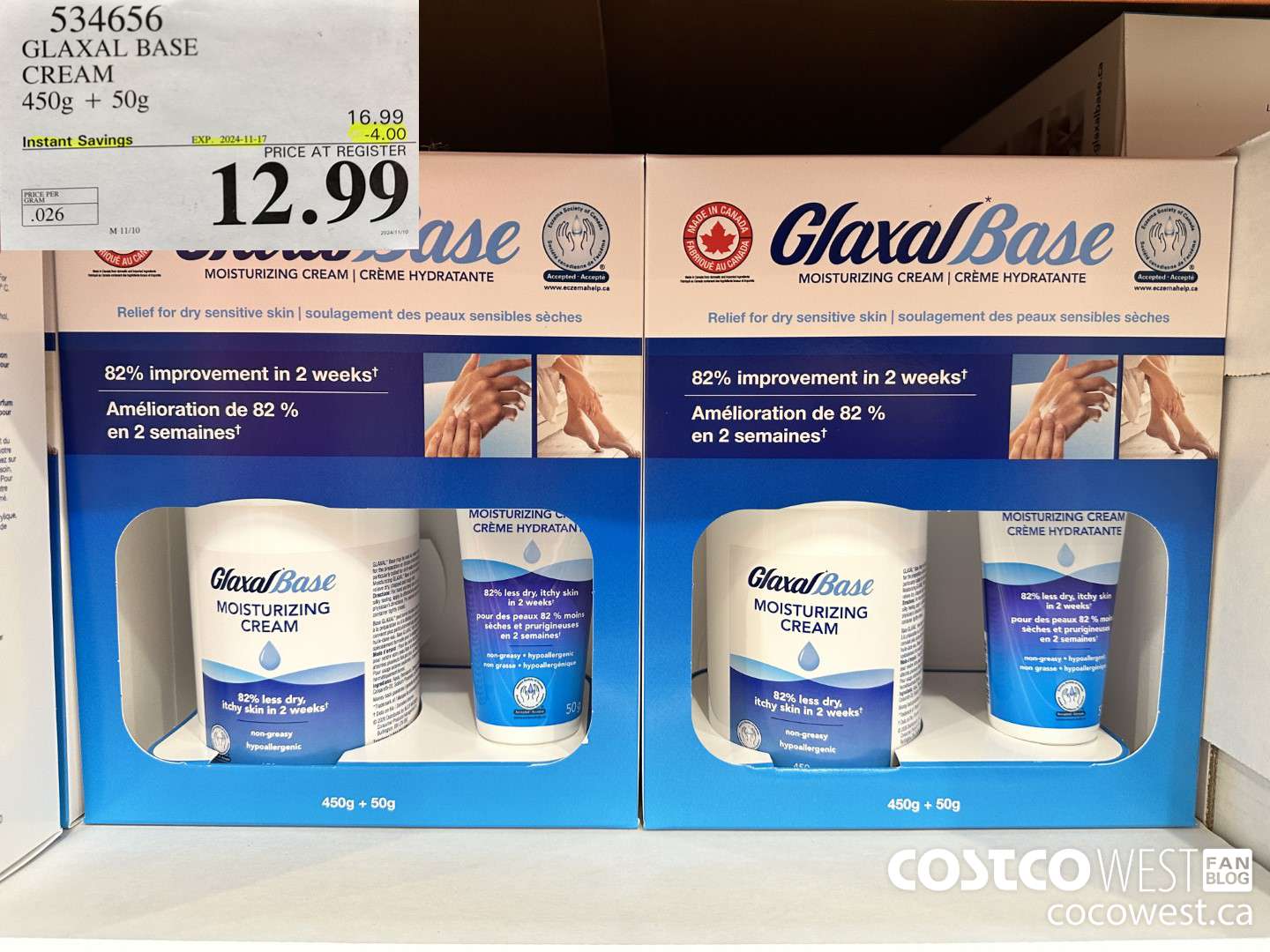 534656 GLAXAL BASE CREAM 450g + 50 g ($4.00 INSTANT SAVINGS EXPIRES ON 2024-11-17) $12.99