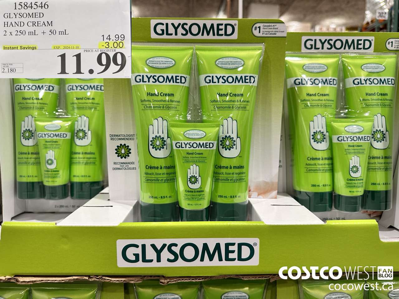 1584546 GLYSOMED HAND CREAM 2 x 250 mL + 50 mL  ($3.00 INSTANT SAVINGS EXPIRES ON 2024-11-10) $11.99