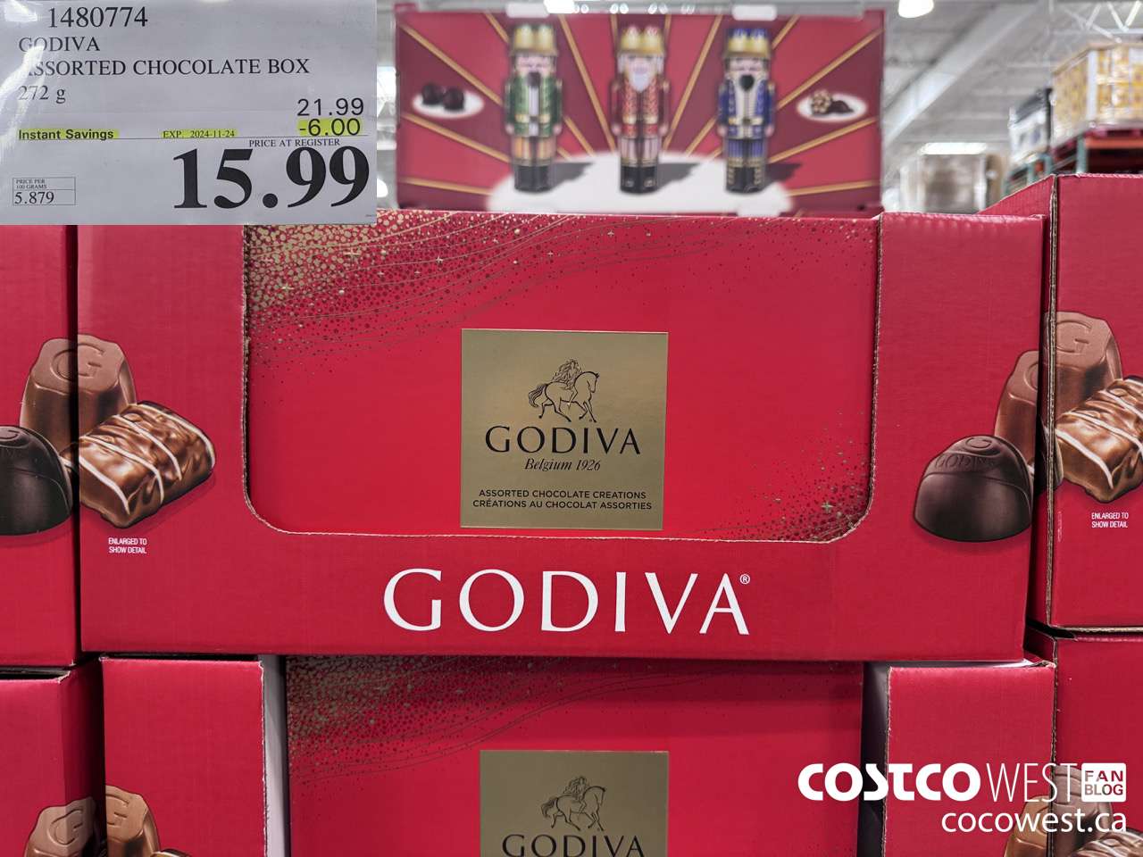 1480774 GODIVA ASSORTED CHOCOLATES 272 G ($6.00 INSTANT SAVINGS EXPIRES ON 2024-11-24) $15.99