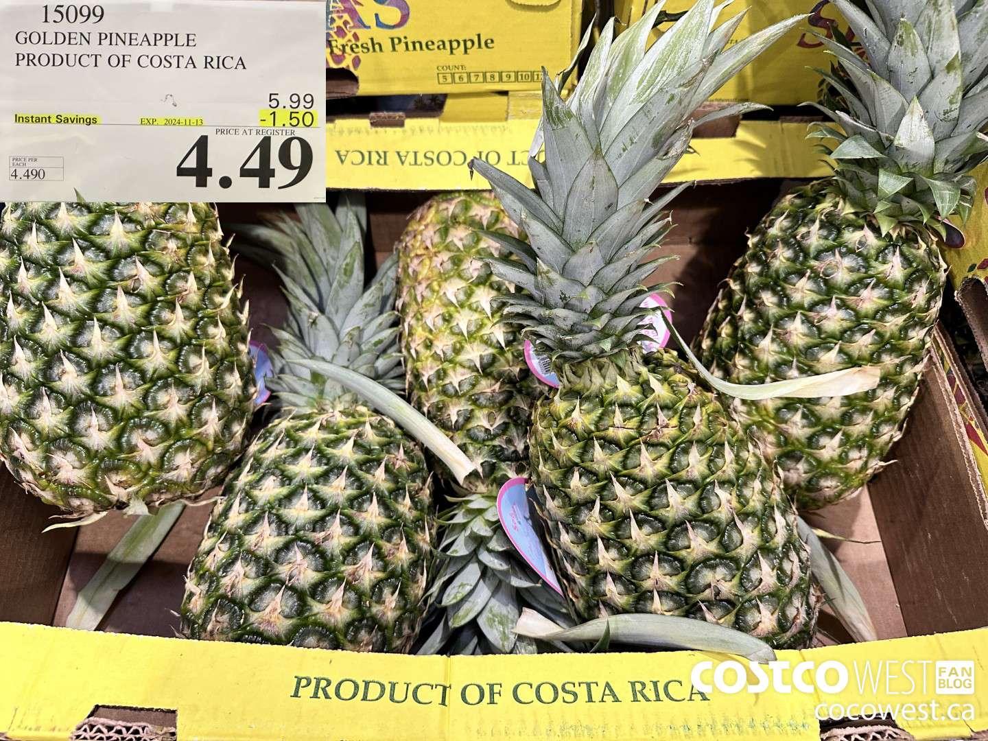 15099 GOLDEN PINEAPPLE PRODUCT OF COSTA RICA ($1.50 INSTANT SAVINGS EXPIRES ON 2024-11-13) $4.49